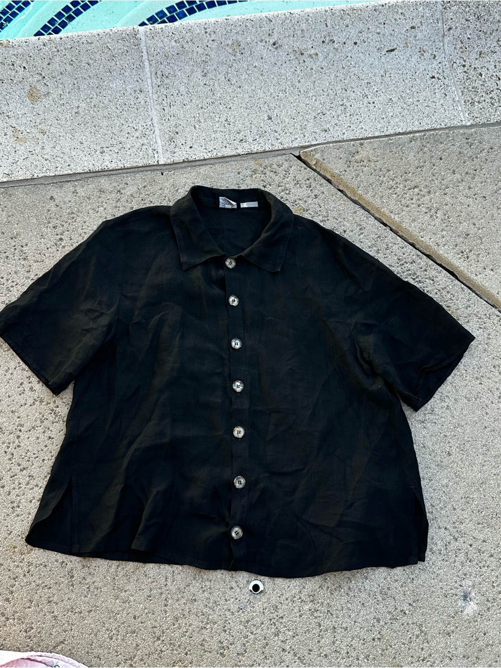 CP Shades boxy black pure Irish linen shirt sz medium